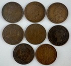 Eight-coin Lot Canadian Large Cent Bronze 1c Canada 8 Coin Assorted 1884-1918