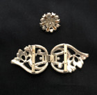 Art Deco 3pc Belt Buckle With Button Silver And Rhinestone Beautiful