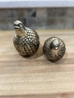 Two Vintage Brass Quail Partridge Bird Figurines Mid Century Modern Paperweight