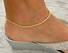 10k Real Yellow Gold 2mm Diamond Cut Rope Chain Anklet Bracelet  9  -  Dh016