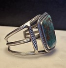 Vintage Southwestern Sterling Silver   Turquoise Cuff Bracelet