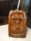 Vintage Hand-carved Wood Hunter trapper Relief Plaque Black Forest Style