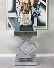 Mirrored Console Table With Diamond Frame     Elegant   Modern Glass Furniture