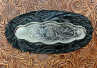 Chestnut Floral  Leather  2   3 Ring Binder Black Trim Alpaca Silver  Concho