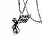 Womens Love Girls Angel Wings Pendant Necklace Chain Set Stainless Steel Gift