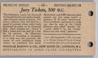 1927 Nicolas Sarony   Co  Museum Series Tobacco Card  12 Jury Tickets  500 B c 