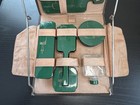 Vintage Art Deco Green Bakelite Travel Vanity Set  Mirror Comb Bottle Case Rare