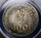 Toned 1966 New Hebrides 100 Franc Silver Crown Anacs Ms 64 Unc Bu Vanuatu