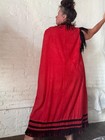 Vintage Red   Black Fringed Cape Homemade Halloween Costume