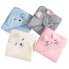 Baby Hooded Towel Blanket Soft Fleece Animal Bathrobe Swaddle Wrap Newborn Gift