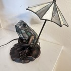 Vintage Stained Glass Frog Umbrella Lamp Art Glass Night Light Accent