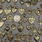 25 Milagro Heart Charms Mexican Folk Art Gold All Hearts Charm Lot