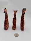 Giraffe Napkin Rings Set Of 3 Hand Carved Wood Safari African Dining Table Decor