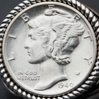 Us 1940 Mercury Dime Silver Au Coin 925 Sterling Silver Ring Banknote Olive Leaf