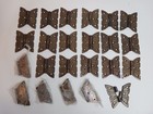 Vintage Set Of 22 Engraved Solid Brass Butterly Hinges