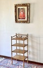 Antique Bamboo   Oak Etagere Curio Plant Fern Stand Book Shelf
