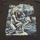 Vintage Native American And Wolves T-shirt - Men   s  Large Blue - Single