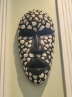 Vintage African Tribal Mask W  Cowrie Shells - Hand Carved