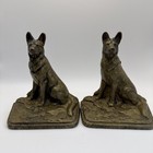 Vintage Art Deco German Shepherd Police Dog Bookends Heavy Bronze brass Finish