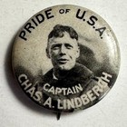 Charles Lindbergh Pride Of Usa Pilot Aviation 7 8  Celluloid Pinback
