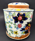 Vintage Daher England Embossed Floral Biscuit Tea Tin Can Lidded Canister