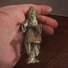 Wizard Figurine Standing Over Caldron---pewter---3 1 2  Tall---1980