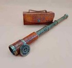 Antique Brass Leather Telescope Pirate Vintage Nautical Spyglass Scope Marine