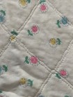 Vtg Baby Blanket Quilt Pink Nylon Trim Happy Sad Faces Pastel Flowers Ilgwu Usa