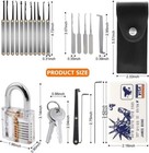 25pc Pick Set With Clear Lock For Locksmith Practice  Stainless Steel