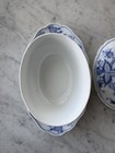 Antique Meissen Blue Onion Gravy Boat W Attached Underplate Crossed Swords Mark