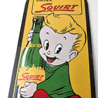 Vintage Squirt Soda Boy Sign - Gas Sales Pump Wall Service Porcelain Sign