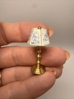 Dollhouse Miniature 1 12 Scale Brass Lamp Blue And White Shade  non-working 
