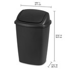 Sterilite Kitchen Trash Can  Plastic Garbage Bin With Swing Top Lid  Black