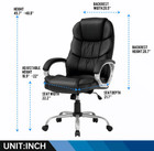 Fdw High Back Office Chair Ergonomic Pu Leather Swivel Black