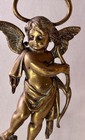 Antique Early Victorian Brass   Cast Iron Winged Cherub Door Stop  C1840