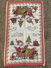 Vintage Linen Tea Towel Christmas Santa Sleigh
