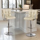Swivel Bar Stools Set Of 2 Adjustable Height Pu Leather Chairs Khaki