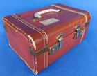 Vintage 1940   s Brown Faux Leather Hard Travel Train Makeup Case Luggage Suitcase