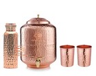 Premium Quality Matka vessel Of Copper Water Pot Dispenser Jar Vessel Gift Set