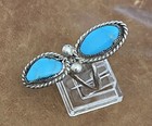 Vintage Native American Navajo 925 Sterling Silver Blue Turquoise Ring Size 5 25