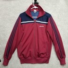Vintage 80s Adidas Trefoil Warm Up Track Jacket M Red Navy Blue Cotton Blend