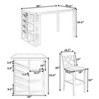 5pcs Topmax Solid Wood Updated Counter Height Dining Table Set Curved Wine Rack