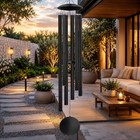 66    Extra Large Deep Tone Wind Chimes Outdoor 6 Thick Aluminum Tubes Black