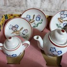 Vtg Porcelain Child   s Tea Set 13 Piece Bird flowers Pattern   Original Box Japan