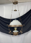Restored Antique Vtg Copper Hanging Oil Lamp Art Nouveau Deco Eastlake Victorian