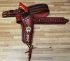 Western Leather Holster Gun Belt 44   45 Brown Hand Made Cowboy Revolver Pistol