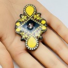 Vintage Art Deco Brooch Yellow Enamel Pin