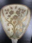 Vtg Set Hand Mirror And Vanity Brush Gold-tone With Flowers Heavy Handles