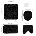 Onalasyc 4 Pcs Cheetah Shower Curtain black Leopard Animal Print Bathroom Set   