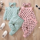 Infant Kids Baby Girl Clothes Heart Long Sleeve Tops Pants Newborn Outfits Set